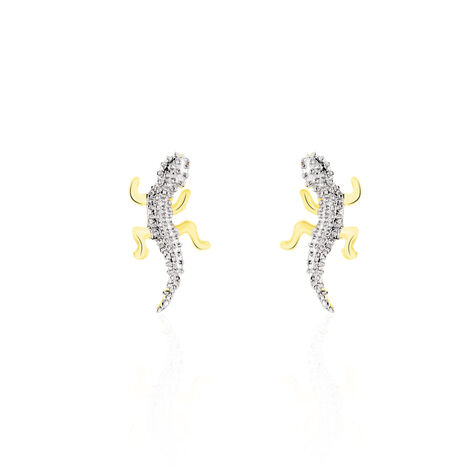 Boucles D'oreilles Puces Azzedine Salamandre Or Bicolore - Clous d'oreilles Femme | Histoire d’Or