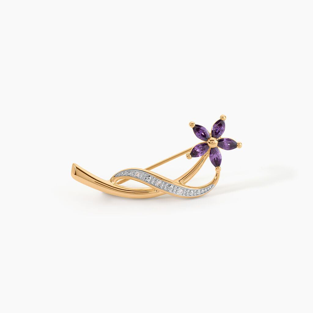 Broche Maxanceae Plaqu&eacute; Or Jaune Oxyde De Zirconium - Broches Femme | Histoire d&rsquo;Or