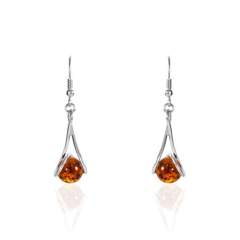 Boucles D'oreilles Pendantes Argent Blanc Simona Ambre - Boucles d'oreilles fantaisie Femme | Histoire d&rsquo;Or