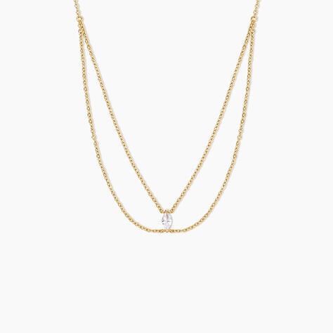 Collier Sparkle Argent Dor&eacute; A L'Or 750/1000 Oxyde De Zirconium - Colliers doubles et triples cha&icirc;nes Femme | Histoire d&rsquo;Or