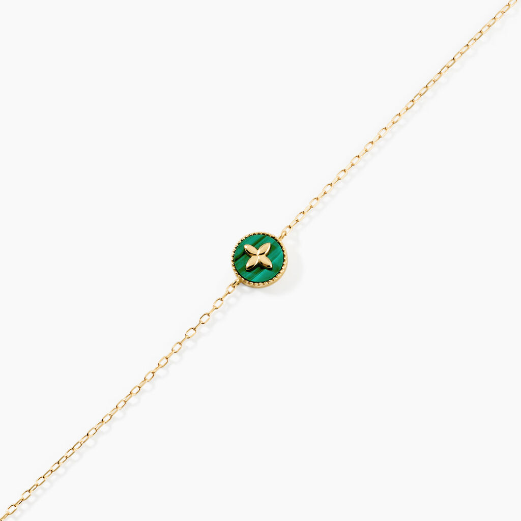 Bracelet Lucky Gems Or Jaune Malachite - Bracelets Lithoth&eacute;rapie Femme | Histoire d&rsquo;Or