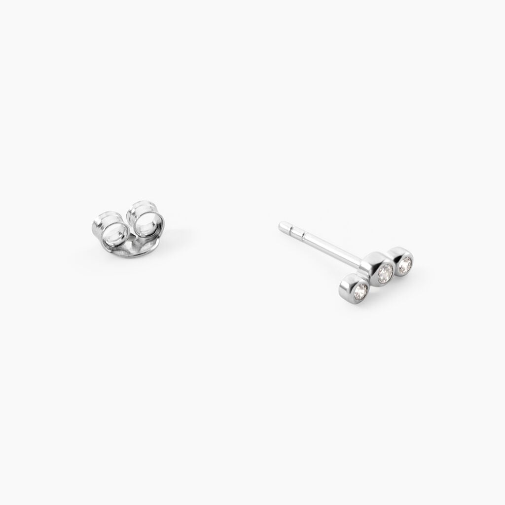 Boucles D'Oreilles Puces Flor Argent Blanc Oxyde De Zirconium - Boucles d'oreilles fantaisie Femme | Histoire d&rsquo;Or