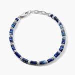 Bracelet Jourdan Arttu Acier Argent&eacute; Lapis Lazuli - F&ecirc;te des p&egrave;res Homme | Histoire d&rsquo;Or