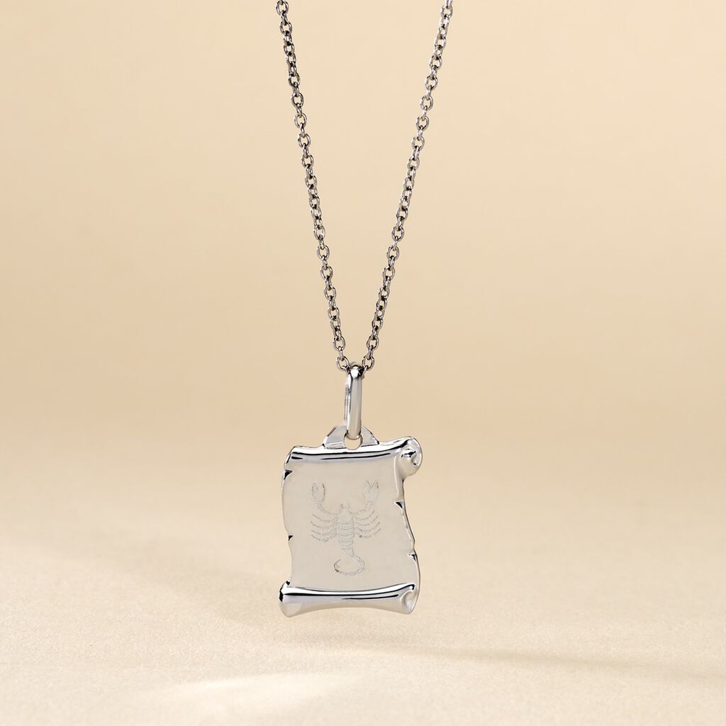 Pendentif Zodiaque Parchemin Argent Blanc - Pendentifs Zodiaque Famille | Histoire d&rsquo;Or