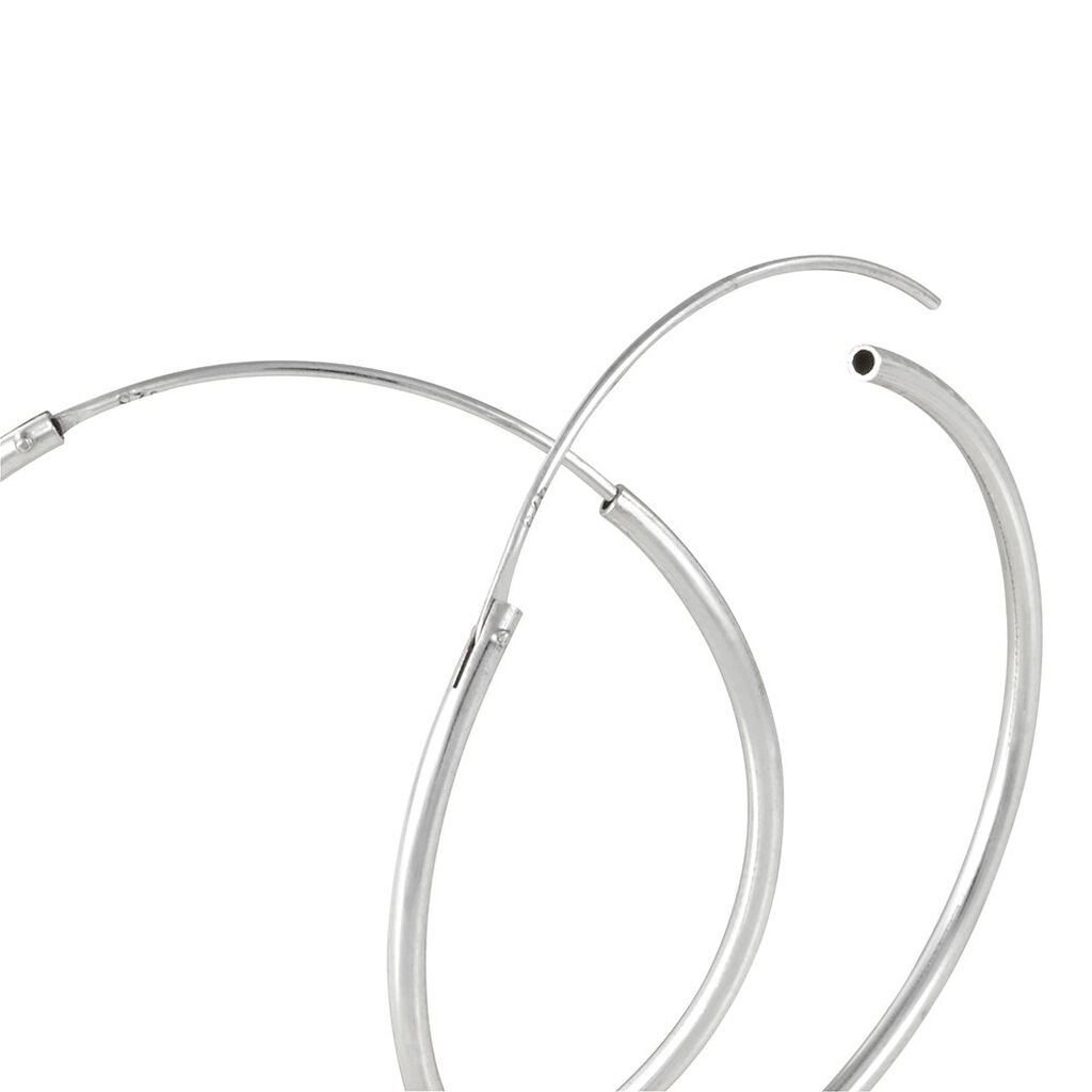 Créoles Argent Blanc Olympia - Boucles d'oreilles créoles Femme | Histoire d’Or