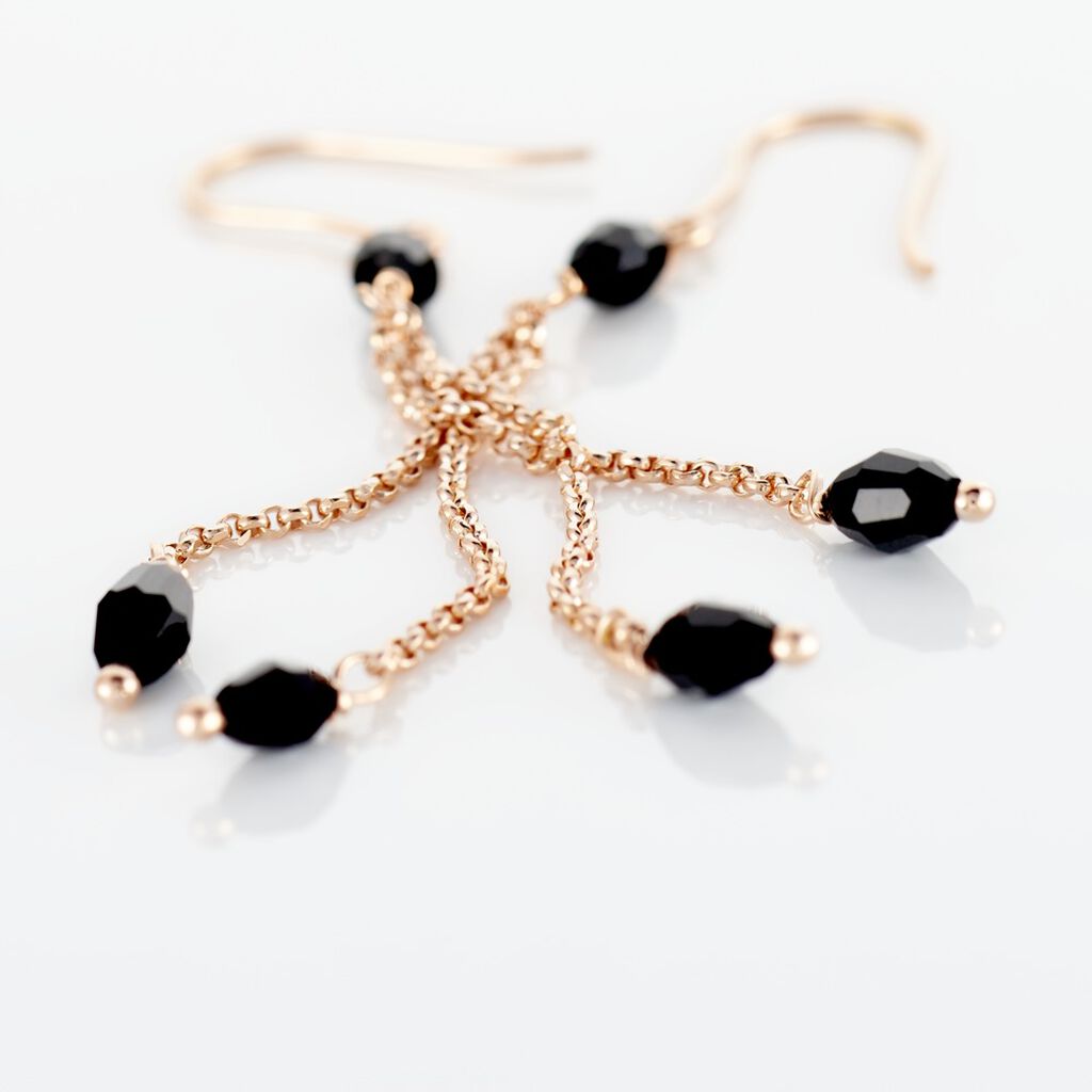 Boucles D'oreilles Pendantes Diamantine Argent Rose Pierre De Synthese - Boucles d'oreilles fantaisie Femme | Histoire d’Or