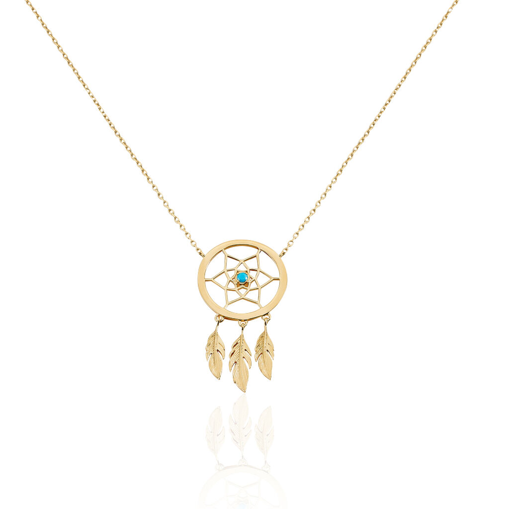 Collier Attrape Reves Plaque Or Jaune Pierre De Synthese - Colliers Femme | Histoire d&rsquo;Or