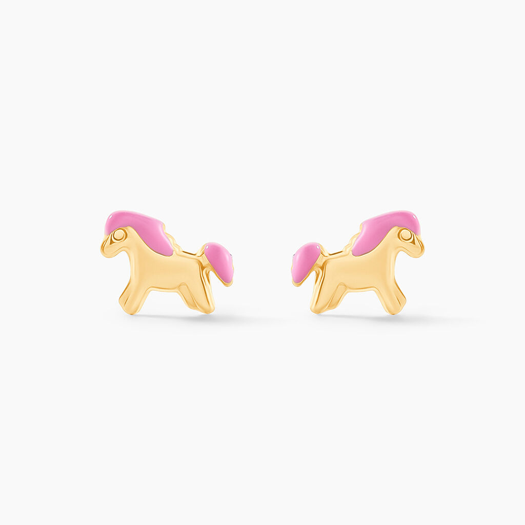 Boucles D'oreilles Puces Heldea Cheval Or Jaune - Clous d'oreilles Enfant | Histoire d’Or