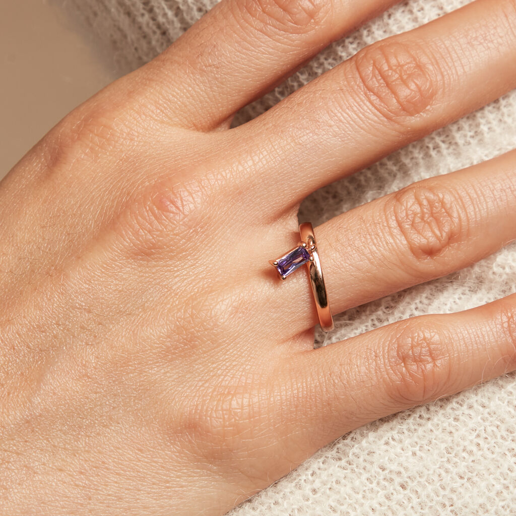 Bague Purple Mood Argent Rose Oxyde De Zirconium - Bagues avec pierre Femme | Histoire d’Or