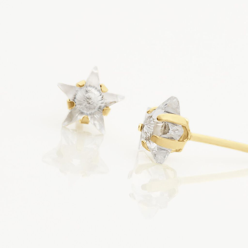 Boucles D'oreilles Puces Elais Etoile Or Jaune Oxyde De Zirconium - Clous d'oreilles Femme | Histoire d&rsquo;Or