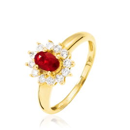 Bague Vladimir Or Jaune Rubis Et Diamant - Bagues solitaires Femme | Histoire d’Or