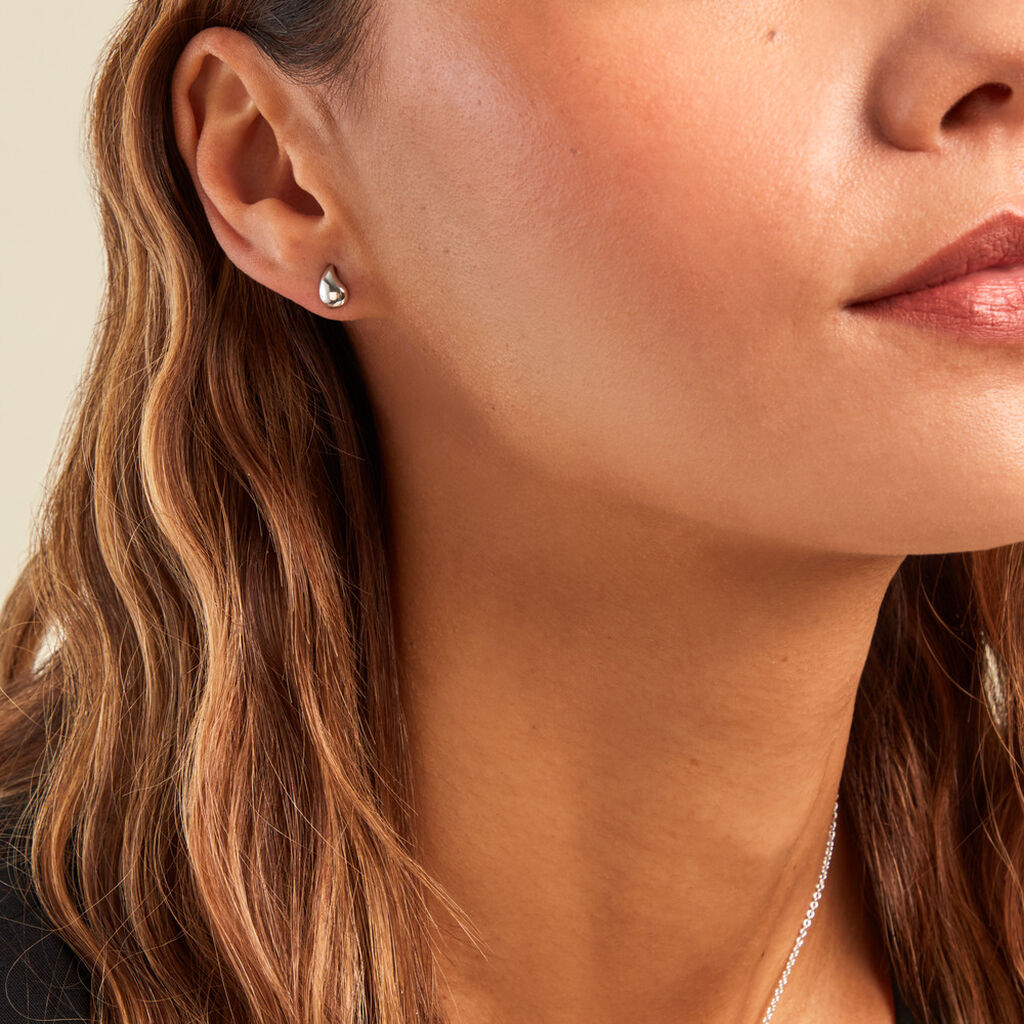Boucles D'oreilles Puces Cloélie Argent Blanc - Boucles d'oreilles fantaisie Femme | Histoire d’Or