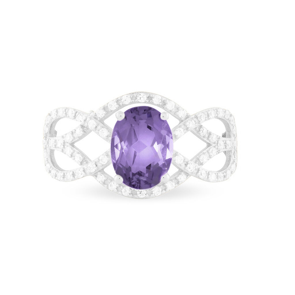 Bague Tina Or Blanc Amethyste Et Diamant - Bagues solitaires Femme | Histoire d’Or