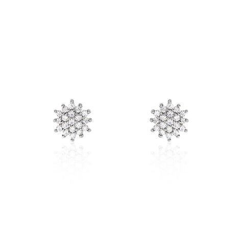 Boucles D'oreilles Puces Or Blanc Kristel Oxydes De Zirconium - Clous d'oreilles Femme | Histoire d’Or