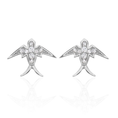 Boucles D'oreilles Puces Janea Argent Blanc Oxyde De Zirconium - Boucles d'oreilles fantaisie Femme | Histoire d’Or
