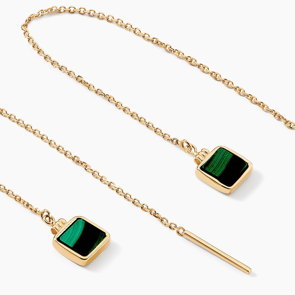 Boucles D'oreilles Pendantes Caron Or Jaune Malachite - Boucles d'oreilles pendantes Femme | Histoire d’Or
