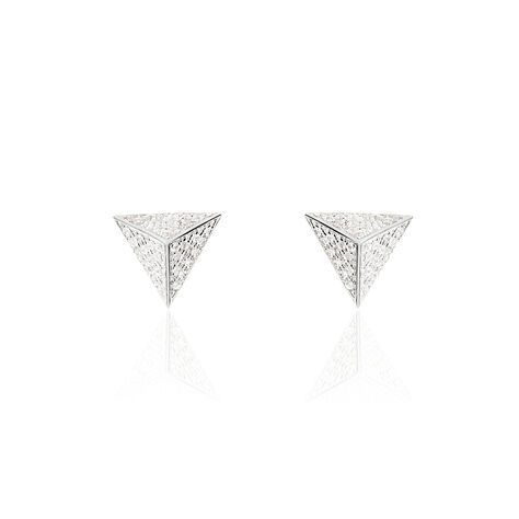 Boucles D'oreilles Puces Cleofa Argent Blanc Oxyde De Zirconium - Boucles d'oreilles fantaisie Femme | Histoire d’Or