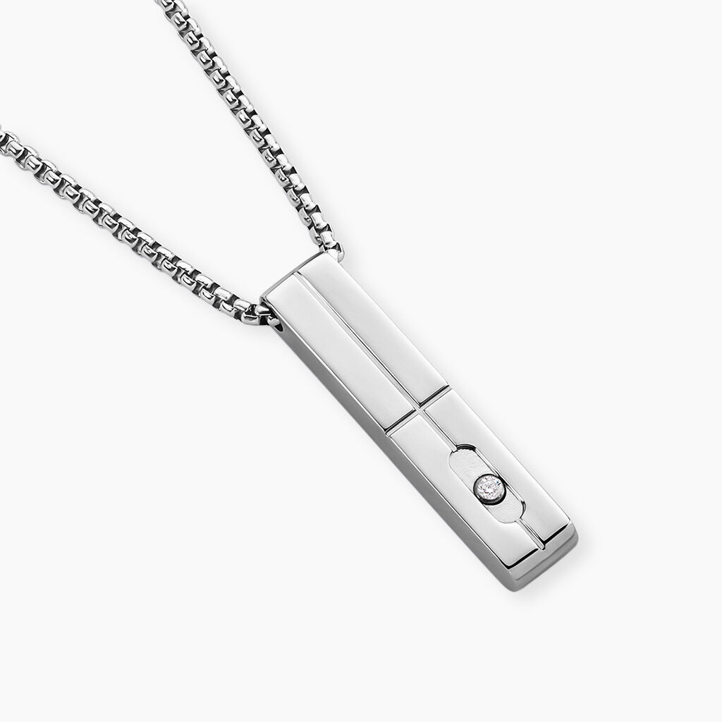 Collier Hugo Acier Blanc Oxyde De Zirconium - Sautoirs Femme | Histoire d&rsquo;Or