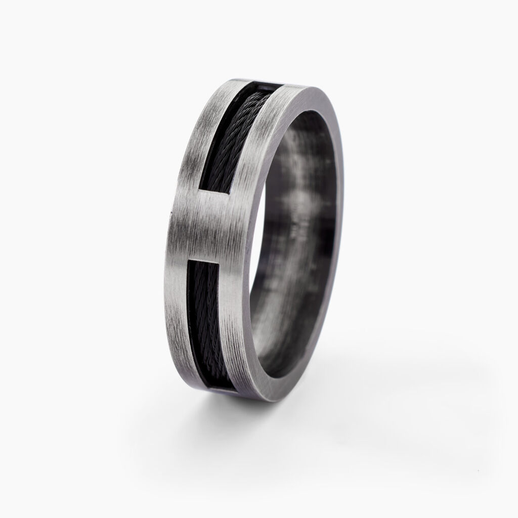 Bague Phebus Him Cosme Acier Noir - Bagues fantaisie Homme | Histoire d&rsquo;Or