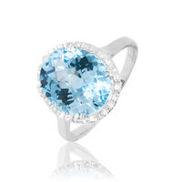 Bague Anna Or Blanc Topaze Et Diamant