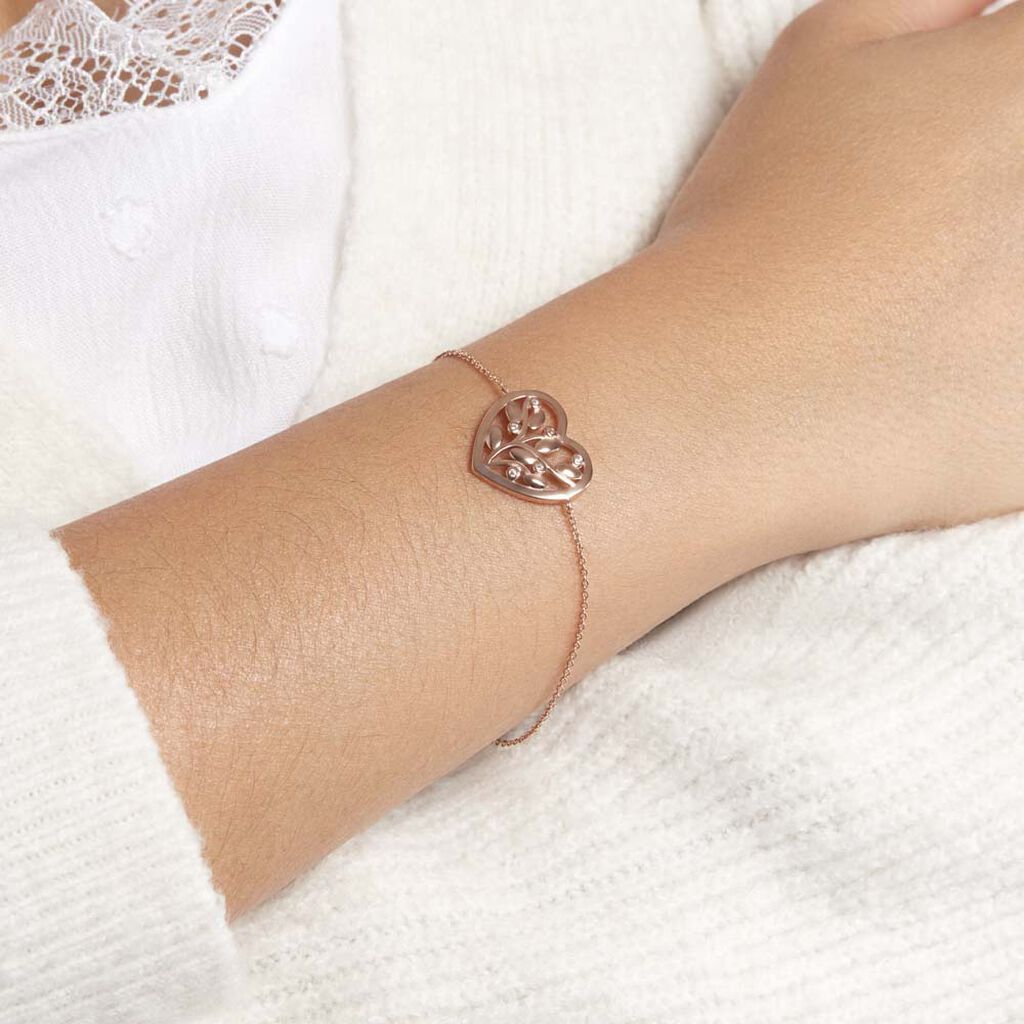 Bracelet Douglas Argent Rose Oxyde De Zirconium - Bracelets Coeur Femme | Histoire d’Or