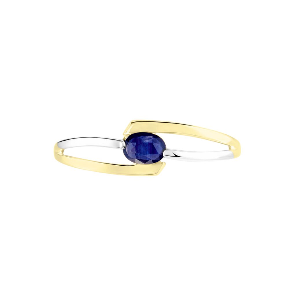 Bague Sylvene Or Bicolore Saphir - Bagues solitaires Femme | Histoire d’Or