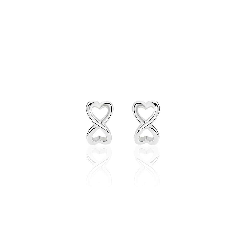 Boucles D'oreilles Puces Cony Argent Blanc - Boucles d'Oreilles Coeur Femme | Histoire d’Or