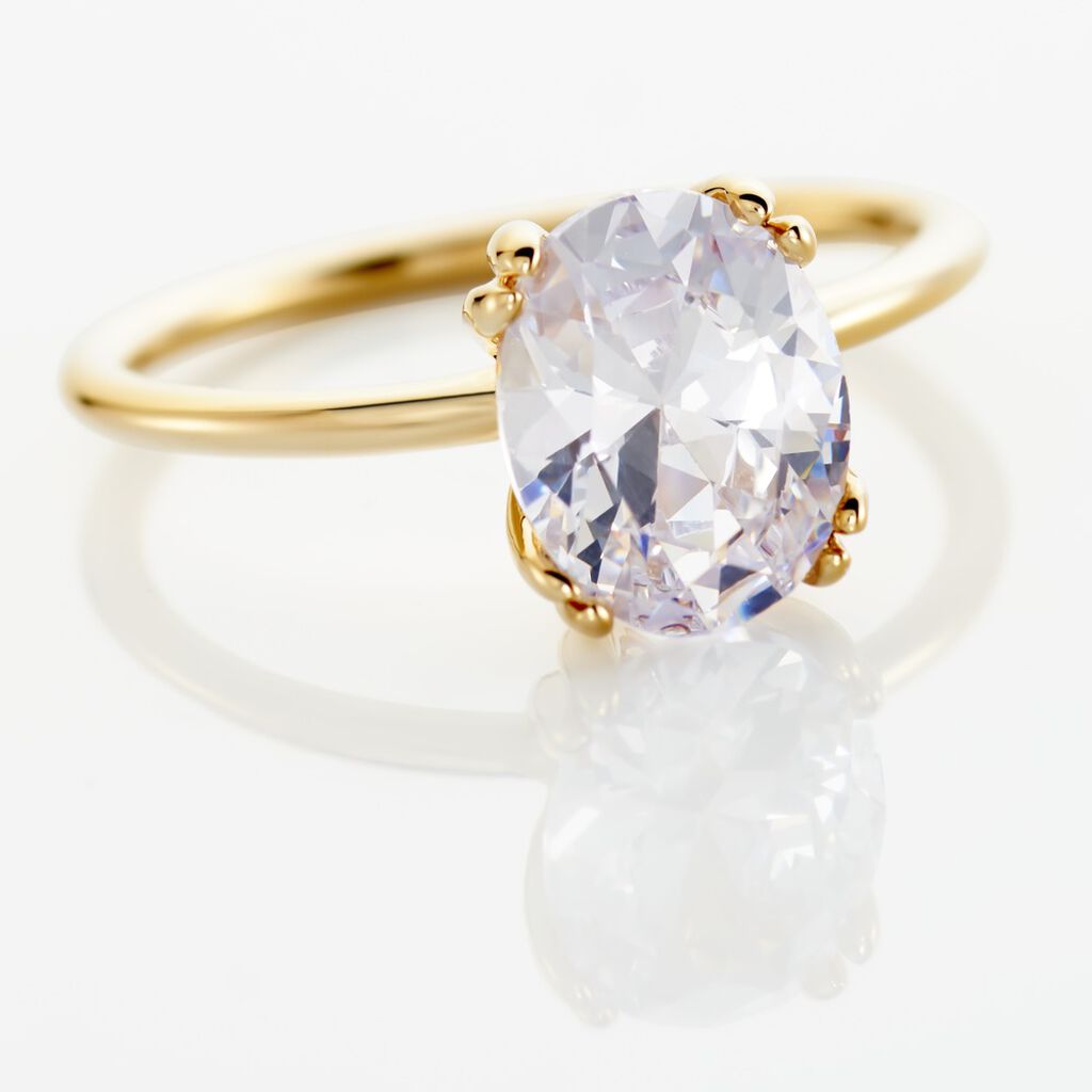 Bague Solitaire Plaqu&eacute; Or Liber Oxyde De Zirconium - Bagues solitaires Femme | Histoire d&rsquo;Or