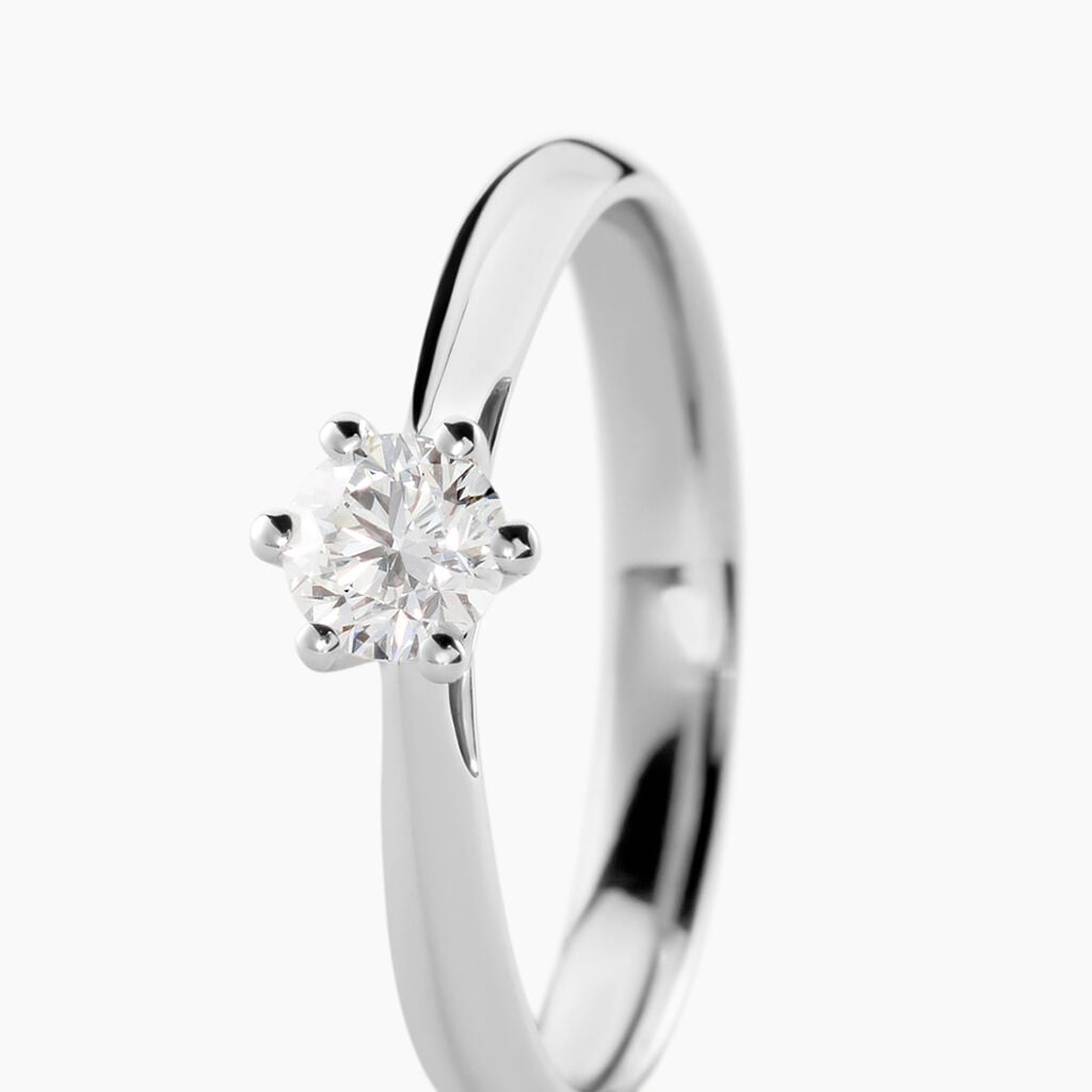 Bague Solitaire Veronika Or Blanc Diamant - Bagues solitaires Femme | Histoire d&rsquo;Or