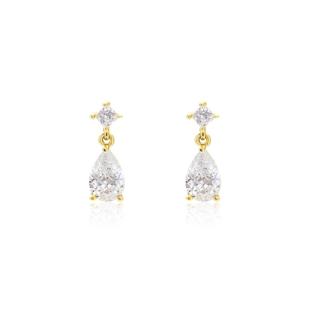 Boucles D’oreilles Pendantes Faas Or Jaune Oxyde De Zirconium