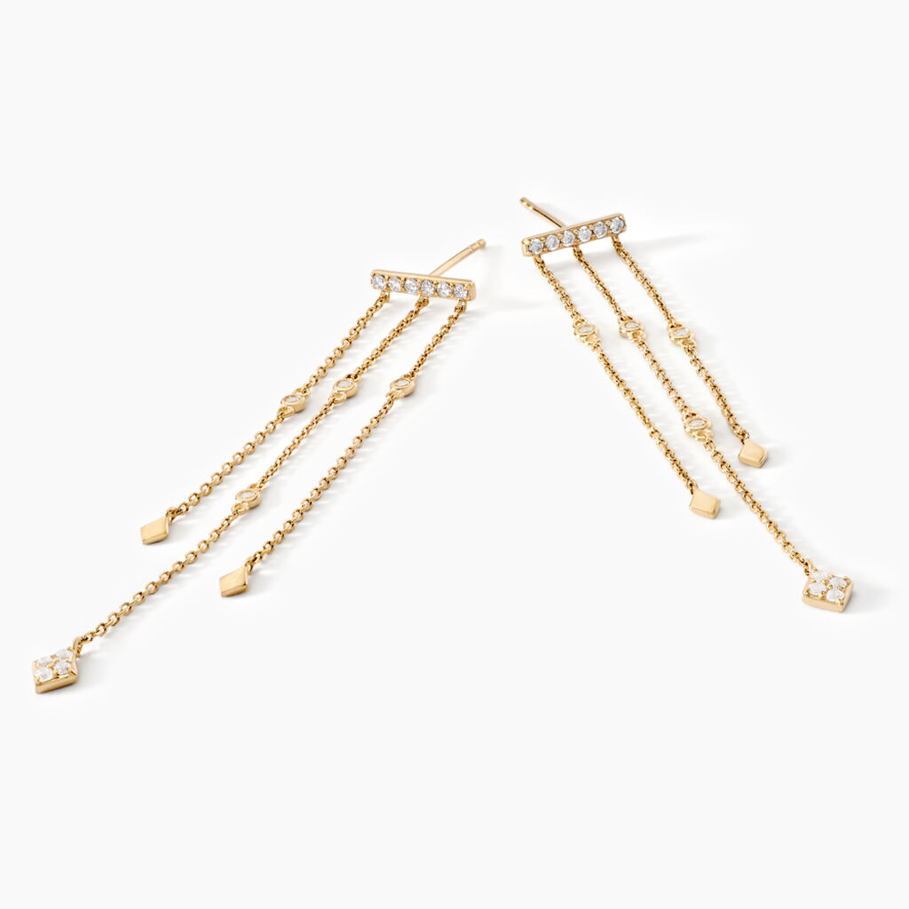 Boucles D'oreilles Pendantes Eclat D'etoile Or Jaune Oxyde - Boucles d'oreilles pendantes Femme | Histoire d’Or