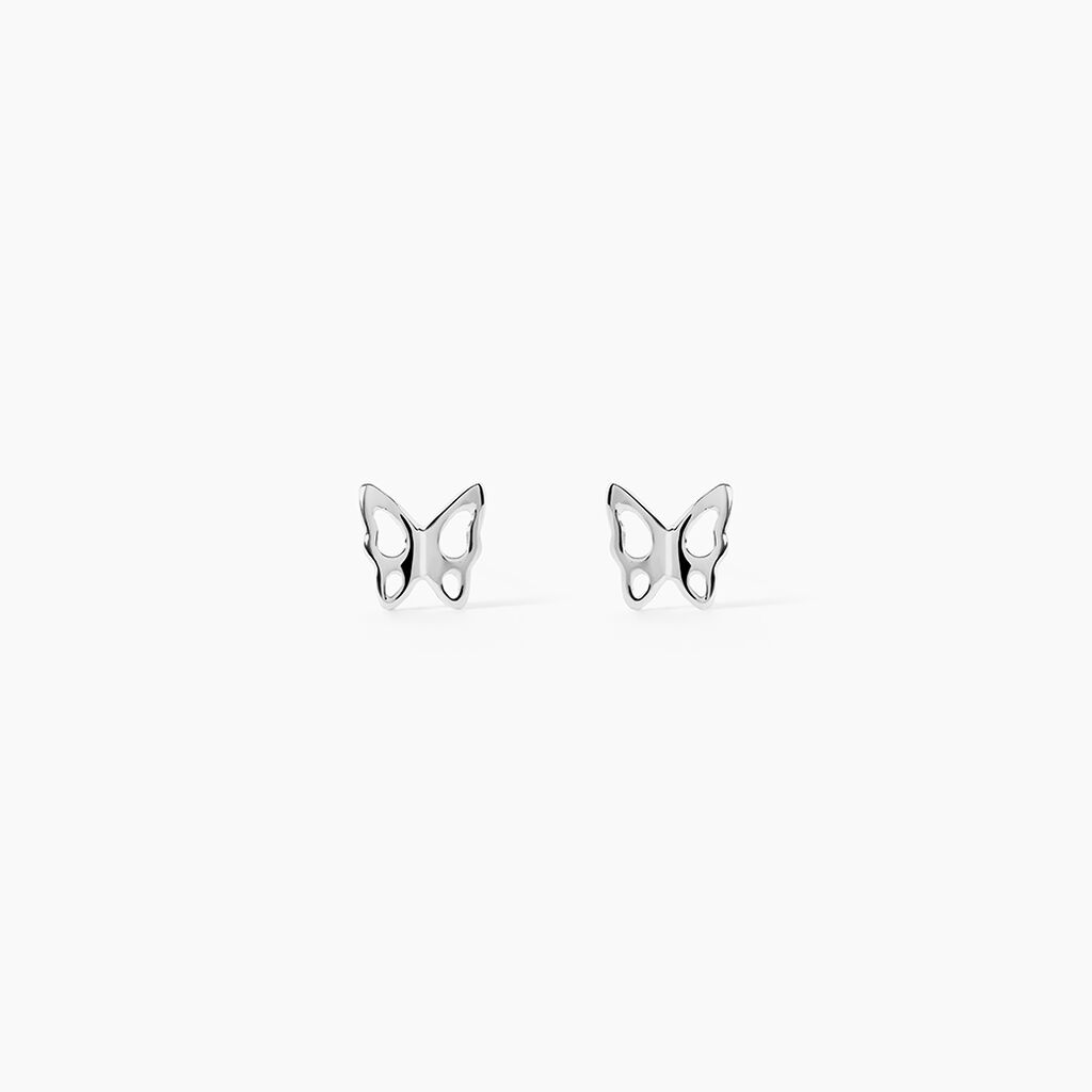 Boucles D'oreilles Puces Filippa Papillon Or Blanc - Clous d'oreilles Femme | Histoire d&rsquo;Or