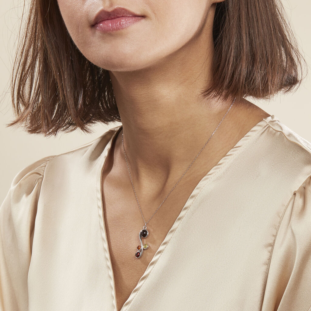 Collier Alexa Argent Blanc Ambre - Colliers fantaisie Femme | Histoire d’Or