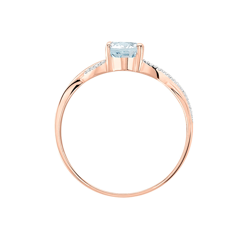 Bague Candice Or Rose Aigue Marine - Bagues solitaires Femme | Histoire d’Or