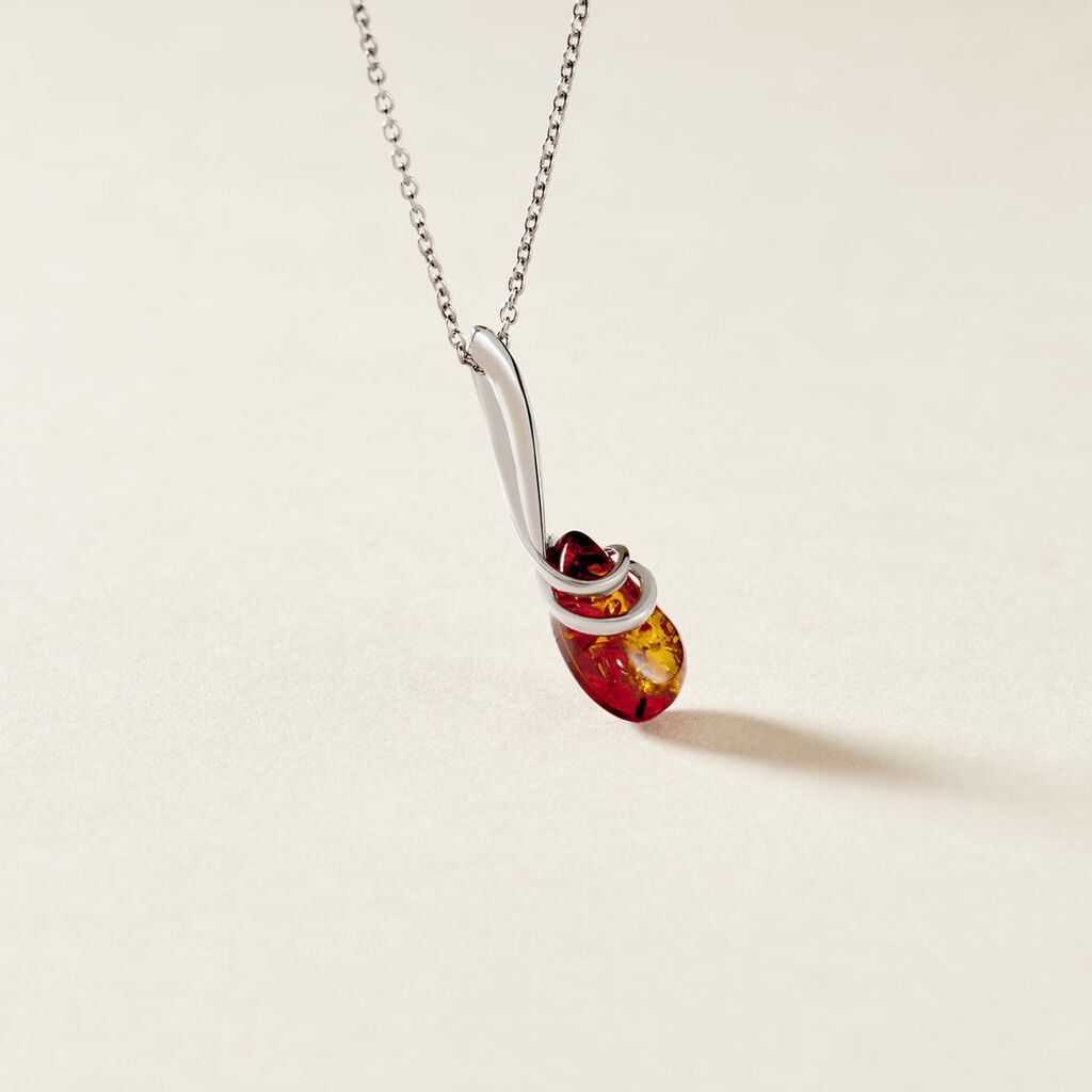 Pendentif Argent Blanc Melusine Ambre - Pendentifs Femme | Histoire d’Or