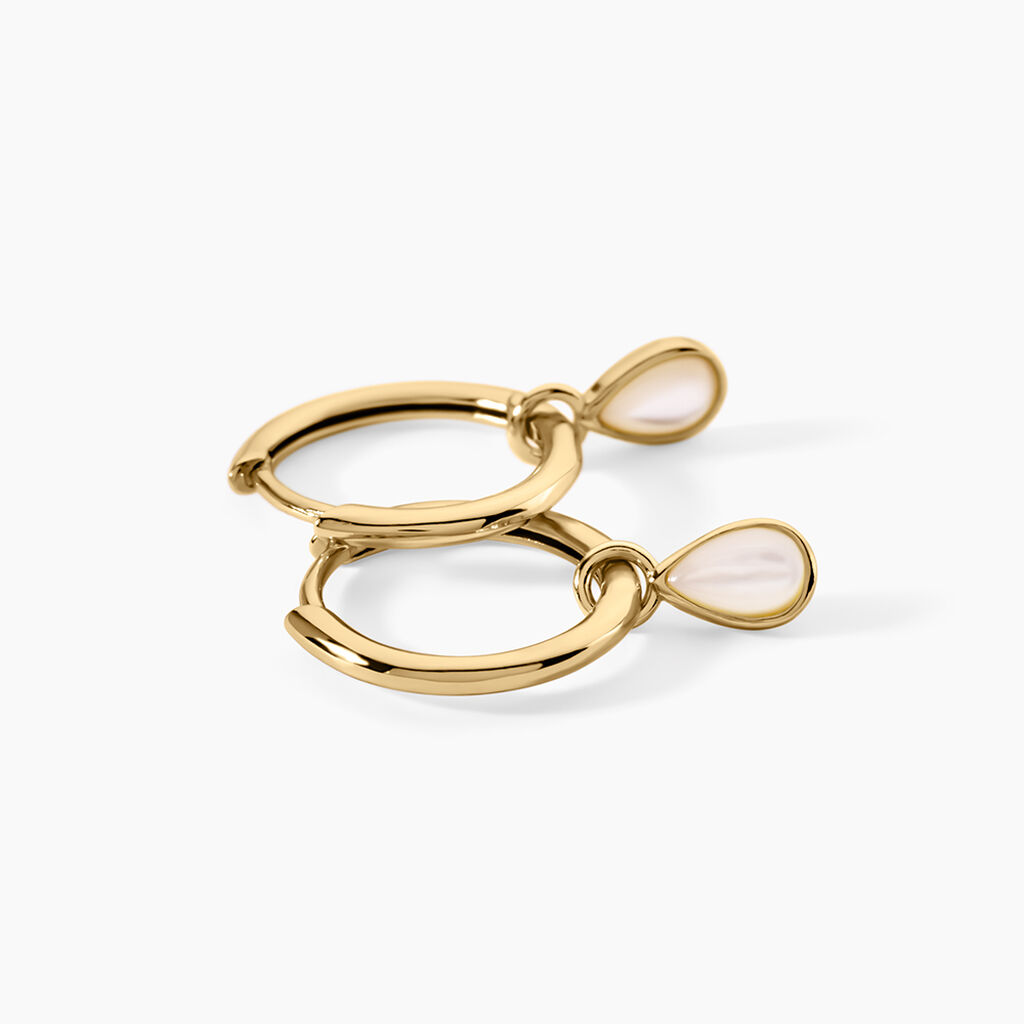 Cr&eacute;oles Ondee Argent Dor&eacute; A L'Or 750/1000 Nacre - Boucles d'oreilles cr&eacute;oles Femme | Histoire d&rsquo;Or