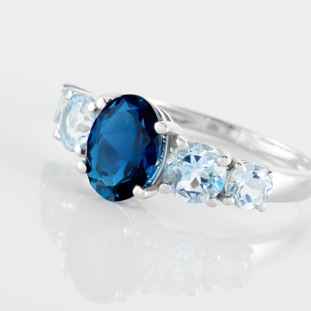 Bague Muna Or Blanc Topaze Bleu London Topaze Topaze - Bagues avec pierre Femme | Histoire d’Or