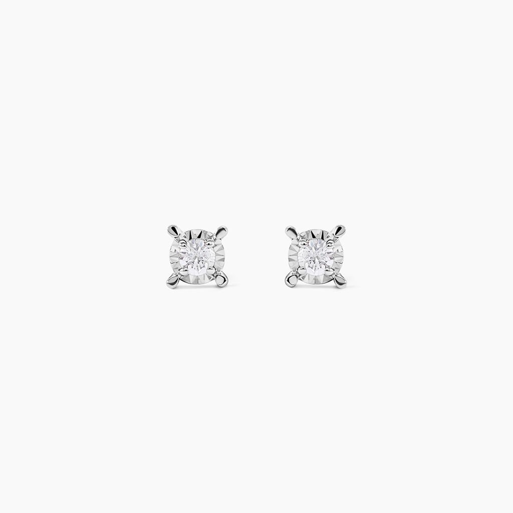 Boucles D'oreilles Puces Diamotion Or Blanc Diamant - Clous d'oreilles Femme | Histoire d&rsquo;Or
