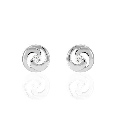 Boucles D'oreilles Puces Anne-andree Argent Blanc Oxyde De Zirconium - Boucles d'oreilles fantaisie Femme | Histoire d’Or