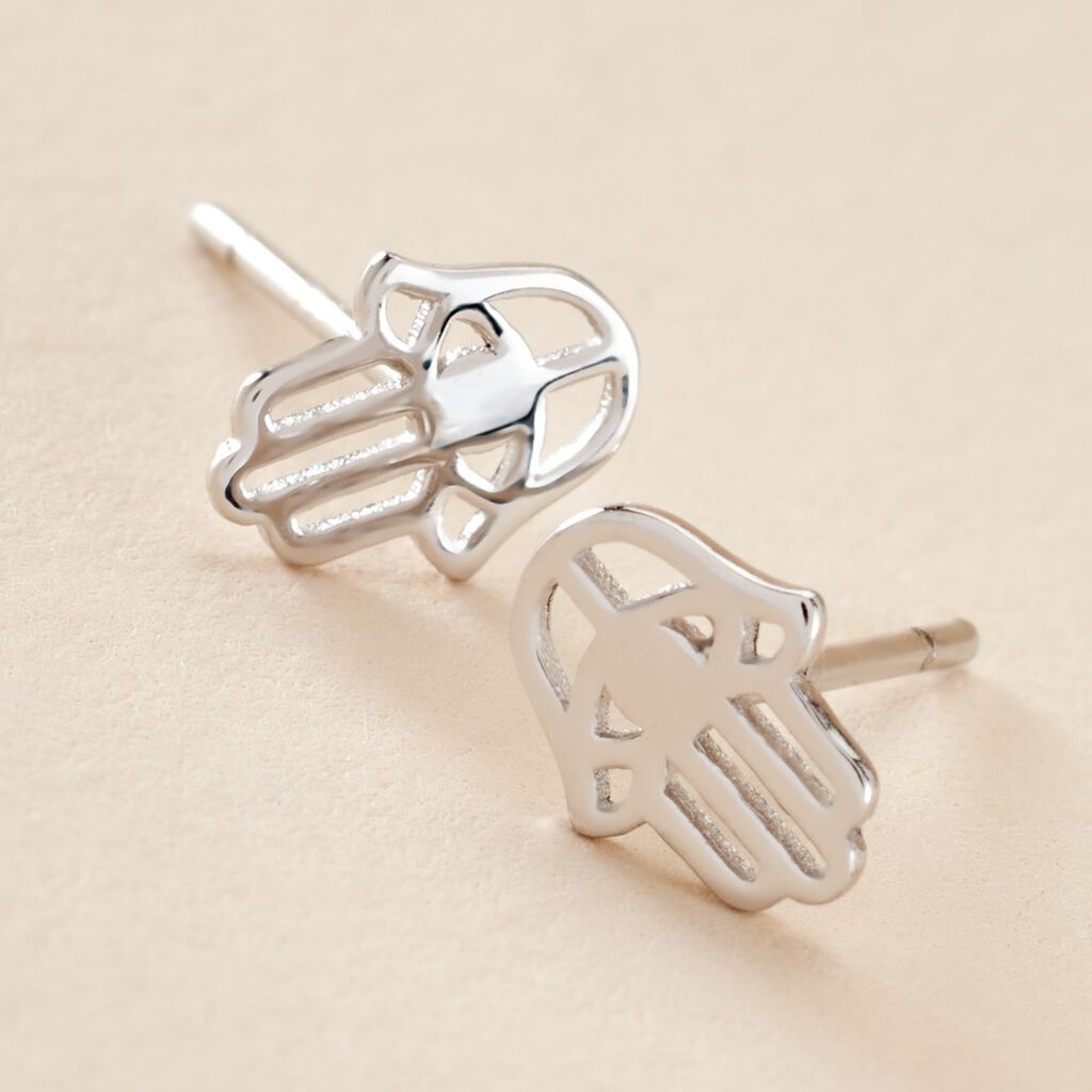 Boucles D'oreilles Puces Abby Argent Blanc - Boucles d'oreilles fantaisie Femme | Histoire d’Or