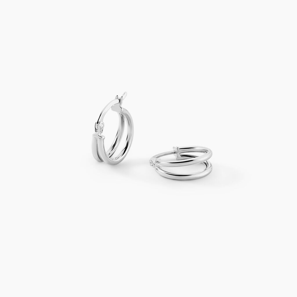 Cr&eacute;oles Double Argent Blanc - Boucles d'oreilles cr&eacute;oles Femme | Histoire d&rsquo;Or