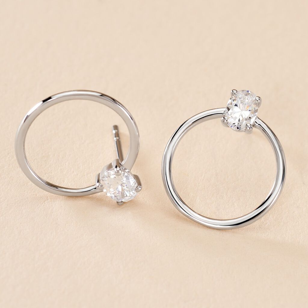 Créoles Kip Or Blanc Oxyde De Zirconium - Boucles d'oreilles créoles Femme | Histoire d’Or