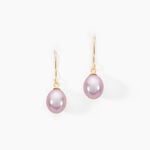 Boucles D'oreilles Pendantes Rose Or Jaune Perle De Culture - Boucles d'oreilles pendantes Femme | Histoire d&rsquo;Or