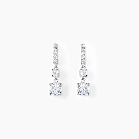 Boucles D'oreilles Pendantes Corianne Argent Blanc Oxyde De Zirconium - Boucles d'oreilles fantaisie Femme | Histoire d’Or