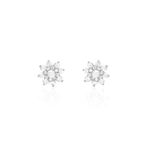 Boucles D'oreilles Puces Lorraine Argent Blanc Oxyde De Zirconium - Boucles d'oreilles fantaisie Femme | Histoire d’Or