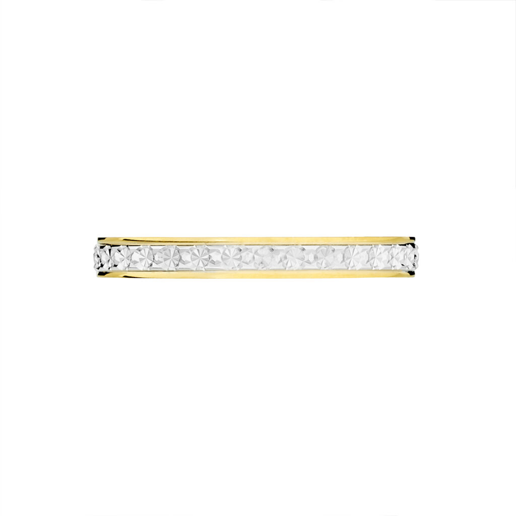 Alliance Grain De Folie Diamantee Ruban Plat Or Bicolore - Alliances Unisex | Histoire d&rsquo;Or
