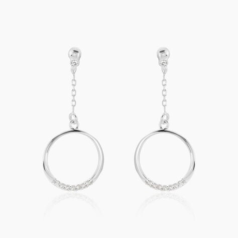 Boucles D'oreilles Pendantes Amma Argent Blanc Oxyde De Zirconium - Boucles d'oreilles fantaisie Femme | Histoire d&rsquo;Or
