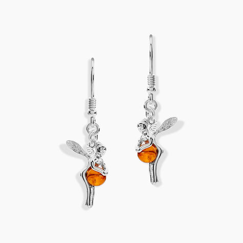 Boucles D'oreilles Pendantes Argent Blanc Abellia Ambre - Boucles d'oreilles fantaisie Femme | Histoire d&rsquo;Or