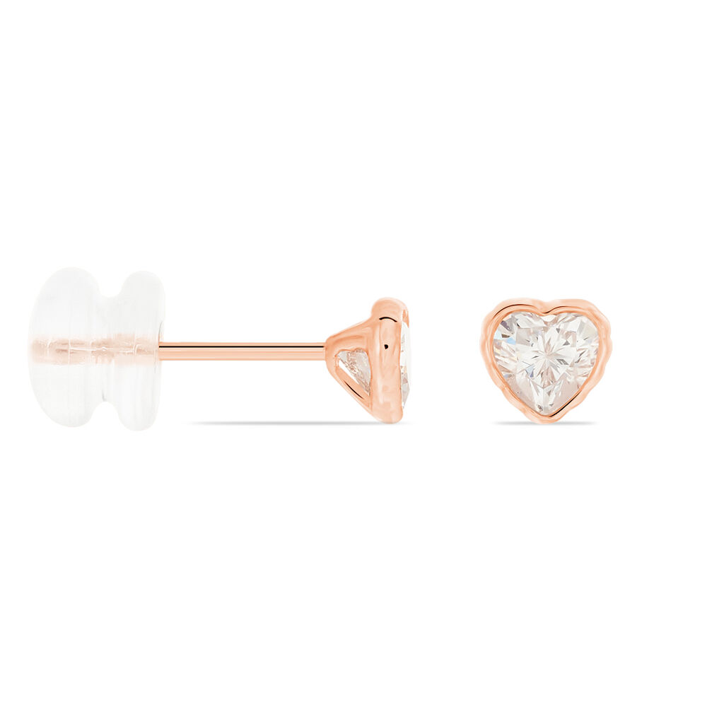 Boucles D'oreilles Puces Kadidjatou Or Rose Oxyde De Zirconium - Clous d'oreilles Famille | Histoire d’Or