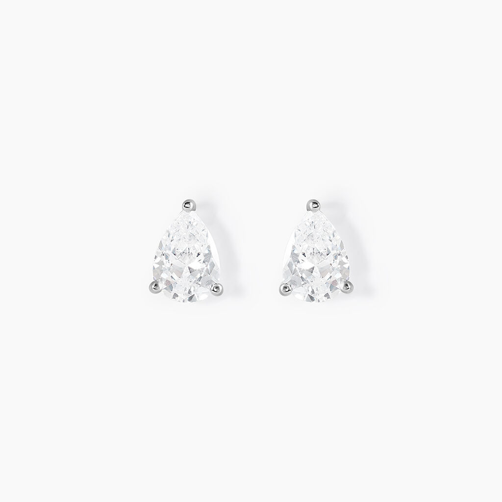 Boucles D'oreilles Puces Clarysse Argent Blanc Oxyde De Zirconium - Boucles d'oreilles fantaisie Femme | Histoire d’Or